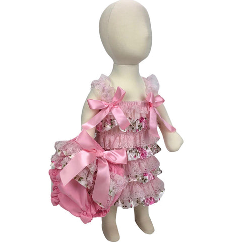 Pink Floral Petti Lace Dress & Diaper Cover <br>6-12 Months</br>