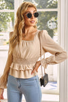 Bubble Sleeve Frilled Blouse