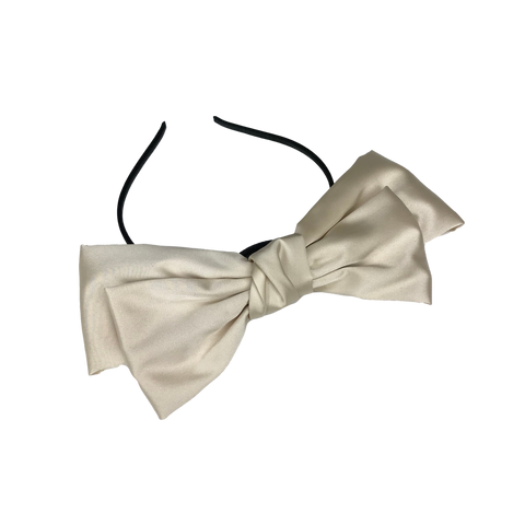 Satin Bow Headband - Off White