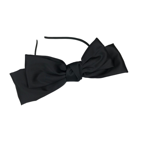 Satin Bow Headband - Black