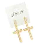 Cross Earrings - Gold Tone