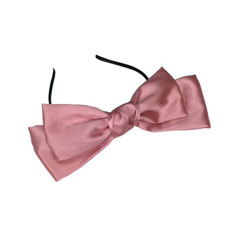 Satin Bow Headband - Pink