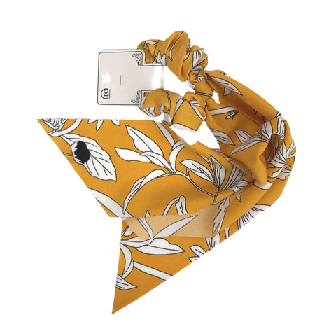 Pony Scarf - Floral Print Mustard Yellow