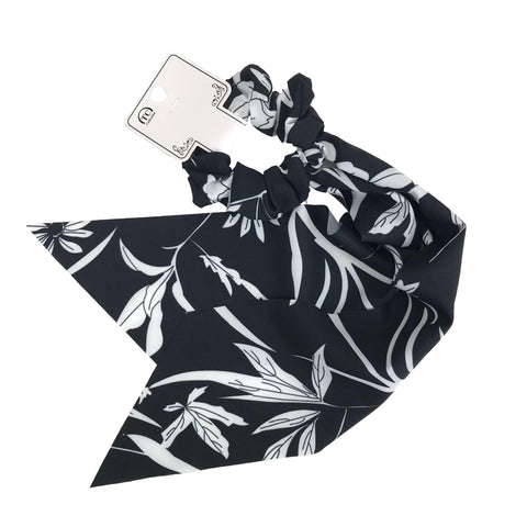 Pony Scarf - Floral Print Black