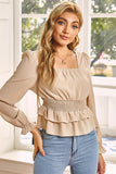 Bubble Sleeve Frilled Blouse