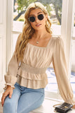 Bubble Sleeve Frilled Blouse