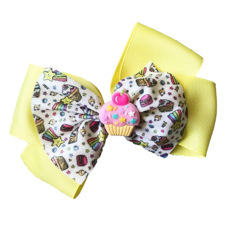 Birthday Cupcake Bow - Yellow