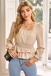 Bubble Sleeve Frilled Blouse