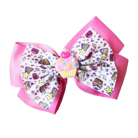 Birthday Cupcake Bow - Pink