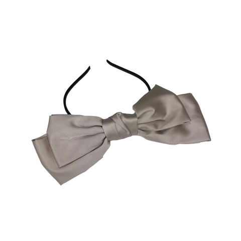 Satin Bow Headband - Gray