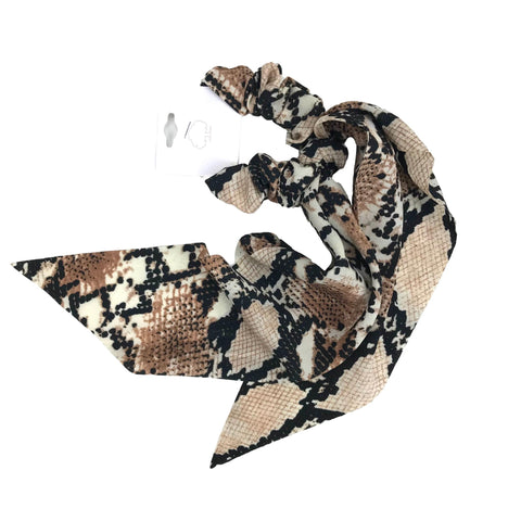 Pony Scarf - Snake Print Brown