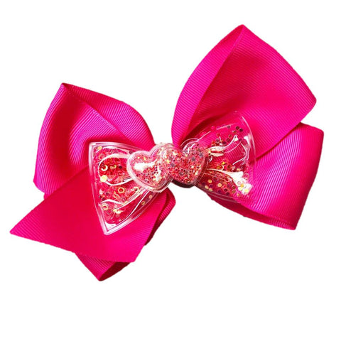 Heart Shaker Bow - Hot Pink