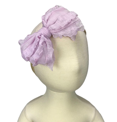 Shabby Ruffle Lace Bow Nylon Headband