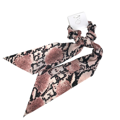 Pony Scarf - Snake Print Rose Pink