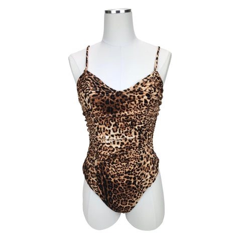 Forever 21 Velour Cheetah Bodysuit Small