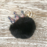 Pom Pom Keychain - Crown Black