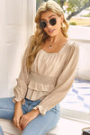 Bubble Sleeve Frilled Blouse